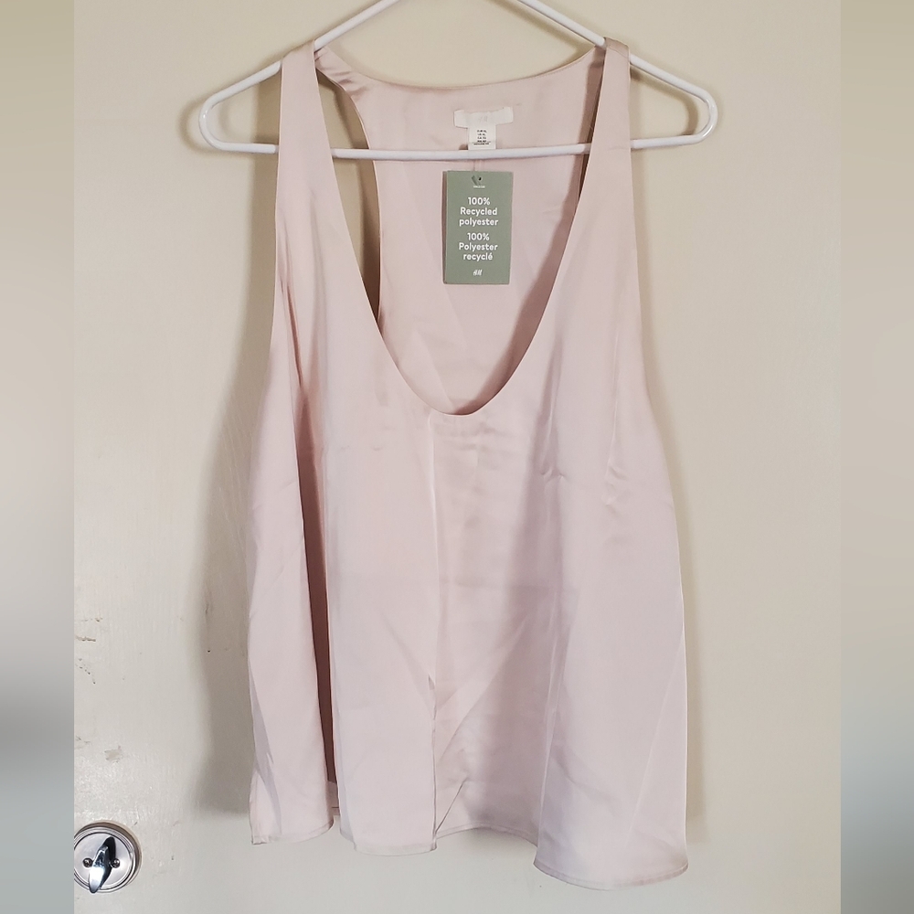 H&M White Satin Tank XL